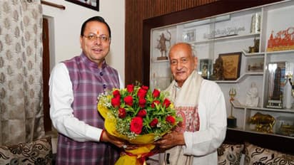 Uttarakhand CM Pushkar Singh Dhami with Bhagat Singh Koshyari (Photo: @pushkardhami/X)