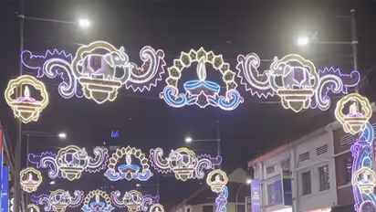 Streets in Little India, Singapore, glow with festive lighting and decorations ahead of Diwali. (Photo/ANI)