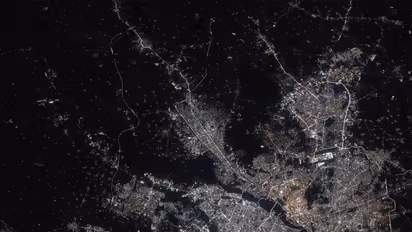 A view of Delhi illuminated at night, photographed from the International Space Station. (Photo: X/@Space_Station)
