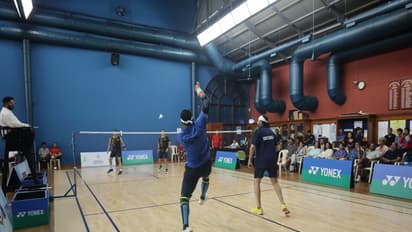 Player in action at 32nd GD Birla Memorial Open Veteran Masters Inter-Club Badminton Tournament (Image: GD Birla Memorial Open)