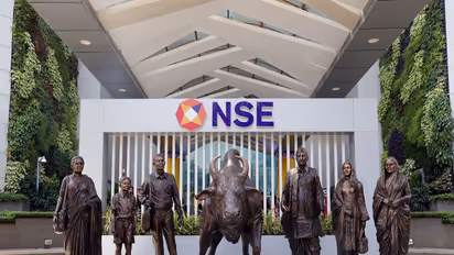 A view of the newly renovated NSE atrium bull (File Photo/ANI)