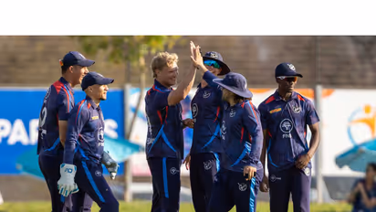 Namibia cricket team players celebrating (Photo: X/ @ICC)
