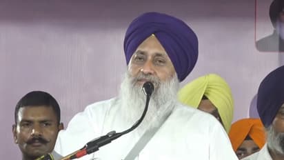 Shiromani Akali Dal (SAD) President Sukhbir Singh Badal addressing public rally in Sri Muktsar Sahib (Photo/ANI)