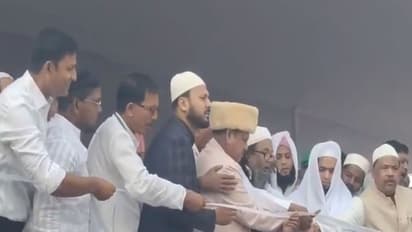 Suspended TMC MLA Humayun Kabir lays the foundation stone of Babri Masjid. (Photo/ANI)