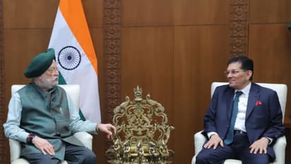 Union Minister for Petroleum and Natural Gas Hardeep Singh Puri meets Bangladesh Foreign Minister Khalilur Rahman in New Delhi. (Photo: X/@HardeepSPuri)