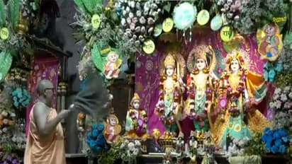 Aarti offered at ISKCON Temple in Ahmedabad (Photo/ANI)