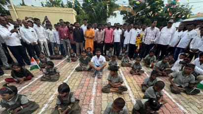 CJP founder Abhijeet Dipke with school students in Maharashtra (Photo/@abhijeet_dipke)