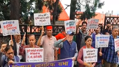 Shimla Citizens' body protests demanding to curb monkey, langur and aggressive dog menace (Photo/ANI)