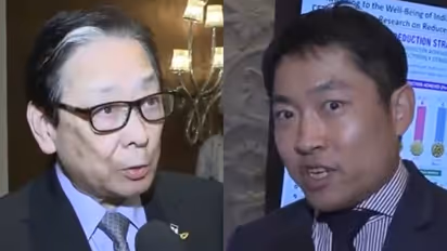 Kazuhiro Yoshida, President of Japan's Gifu University (Left) and Kosuke Kiryu, Managing Director of Tanita India Pvt. Ltd (Photo/ANI)