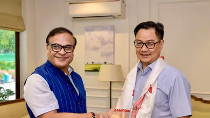 Asaam Chief Minister Himanta Biswa Sarma (Left) and Union Minister Kiren Rijiju (Right). (Photo/ANI)