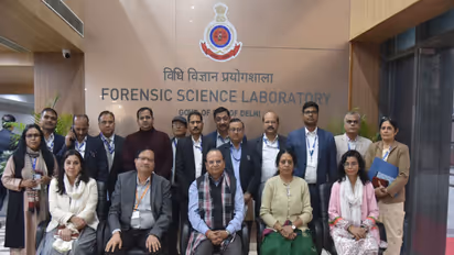 Delhi LG Vinai Kumar Saxena at Forensic Science Laboratory in Rohini (Photo/ANI)