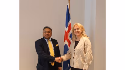 Secretary (West), Ambassador Sibi George calls on Iceland Foreign Minister Þorgerður Katrín Gunnarsdóttir to discuss bilateral ties (Photo/X/@MEAIndia)