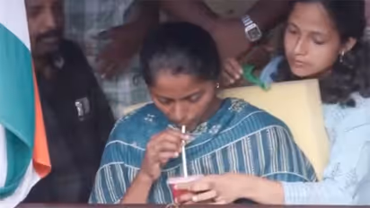 All Kerala LPST Rank Holders Association Secretary S Valarmathi ends hunger strike by drinking water (Photo/ANI)