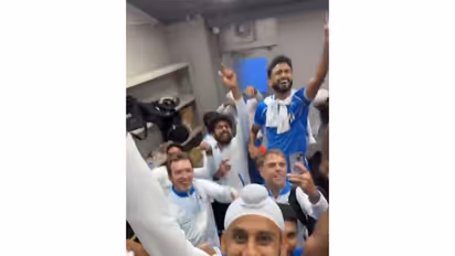 Indian men's hockey team celebrating in the dressing room. (Photo: @TheHockeyIndia X)