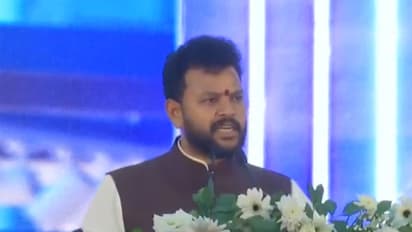 Union Civil Aviation Minister Kinjarapu Ram Mohan Naidu addressing gathering in Bhopal (Photo/ANI)