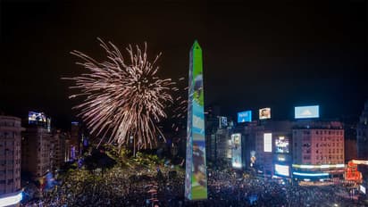 Argentina supporters at the Obelisk in Buenos Aires. (Photo: X/ @CONMEBOL)