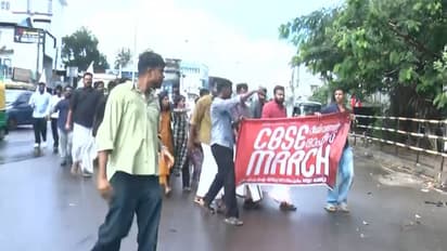 SFI activists march to CBSE Regional office in Thiruvananthapuram (Photo/ANI)