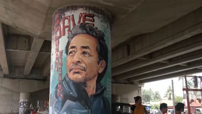 Murals of activist Sonam Wangchuk seen on public walls in Guwahati. (Photo/ANI)