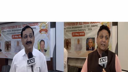 CAIT National Chairman Brij Mohan Agrawal; CAIT Odisha State President Jitendra Kumar Gupta (Photo/ANI)