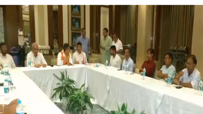 Congress leaders during a meeting to discuss the Nagaon Lok Sabha by-election in Assam. (Photo/ ANI)