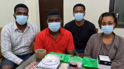 Four foreign nationals arrested by Delhi Police in connection with a cocaine supply network in Rohini (Photo: Delhi Police)