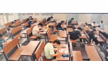 Screengrab of purported CCTV of exam hall of IIT Bombay from September 18 (Photo/Viral Video)