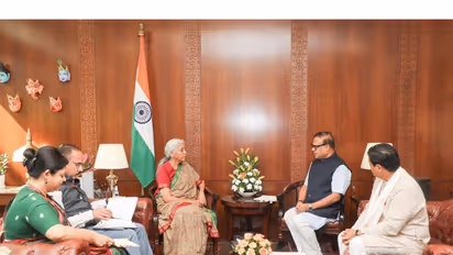 Assam CM Sarma and Meghalaya CM Conrad K Sangma meets Union Finance Minister Nirmala Sitharaman (Photo/@himantabiswa)