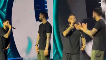Karan Aujla performs to 'Winning Speech' alongside Virat Kohli (Photo/Instagram@one8world)
