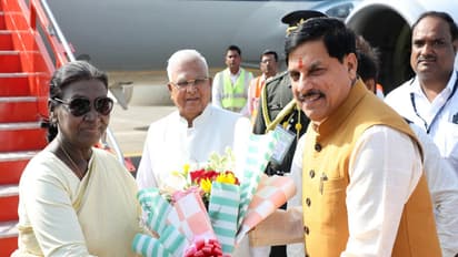 MP CM Mohan Yadav is welcoming the president (Photo / X @DrMohanYadav51)