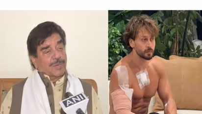 Shatrughan Sinha (L) Actor Tiger Shroff after firing incident (R) (Photos/ANI/Shivsena PR)