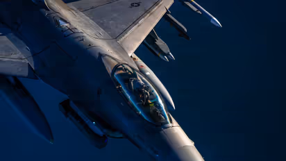 A US Air Force F-16 fighter jet over West Asia (File Photo/X@CENTCOM)