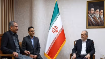 Pak Interior Minister Mohsin Naqvi with Iran President Masoud Pezeshkian (Photo/Iran State Media)