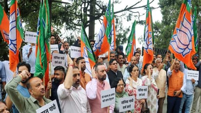 BJYM stages a protest against Congress leadership in Shimla (Photo/ANI)