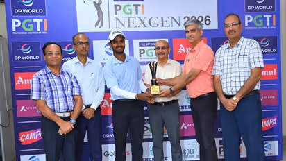 Champion Sunit Chowrasia (3rd from left) receives the 2026 DP World PGTI NexGen Order of Merit trophy. (Photo: PGTI)