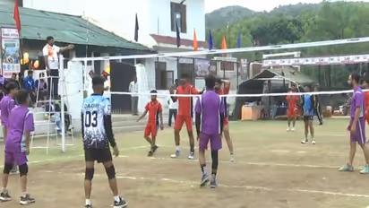 Voleyball match underway at the Spandan-organised tournament (Photo: ANI)