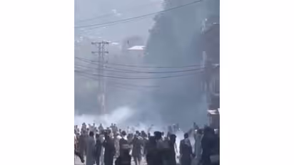 Tear-gas shelling on protesters in PoJK (Photo/ANI)