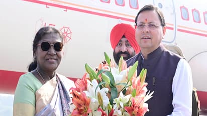 President Droupadi Murmu and Uttarakhand Chief Minister Pushkar Singh Dhami (Photo/@rashtrapatibhvn)