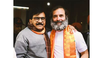 Shiv Sena (UBT) MP Sanjay Raut with Leader of Opposition (LoP) Lok Sabha Rahul Gandhi (Photo/x/