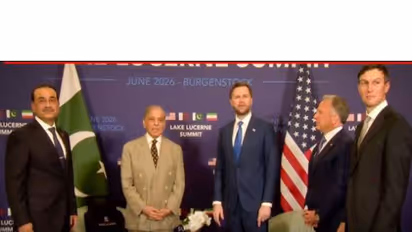 Pakistan Prime Minister Shehbaz Sharif, Army Chief Asim Munir, US Vice President JD Vance, and American negotiators Steve Witkoff and Jared Kushner during a meeting in Switzerland. (Image Source: Iranian state media)
