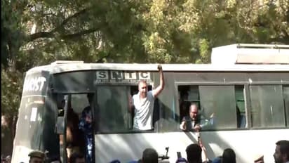 Delhi Police detains Congress workers protesting arrest of IYC Chief Uday Bhanu Chib (Photo/ANI)