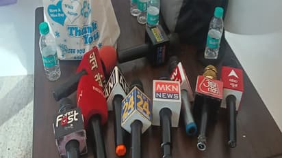 Fake media representative carried  multiple national media logos mics (Photo/ANI)