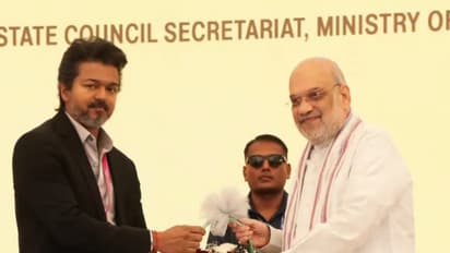 Union Home Minister Amit Shah with Tamil Nadu CM Vijay (Photo/ANI)