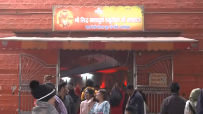 Devotees visiting the Manshapurna Hanuman Temple on New Year (Photo/ANI)