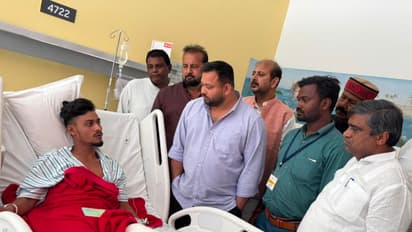 Bihar LoP Tejashwi Yadav meets Siwan's injured protestors (Photo/X/@yadavtejashwi)