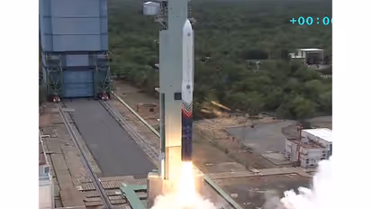 Skyroot Aerospace's Vikram-1 rocket lifts off from the Satish Dhawan Space Centre during its maiden orbital flight under Mission Aagaman. (Photo: X/@SGinIndia)