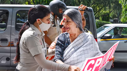 CPI(M) leader Brinda Karat during the protest (Photo/ANI)