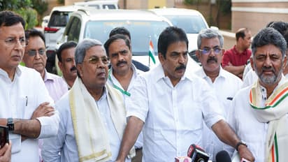 Karnataka CM Siddaramaiah, Karnataka Deputy CM DK Shivakumar, and Congress delegation at Indira Bhavan in New Delhi (File Photo/ANI)