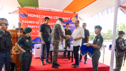 46 KCP cadres lay down arms and surrender in Manipur homecoming ceremony (Photo/X/