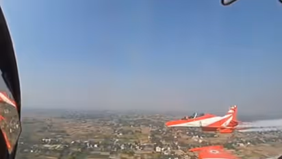 Surya Kiran team takes to skies over Varanasi (Photo/Wg Cdr Debartho Dhar, PRO MoD Air Force)