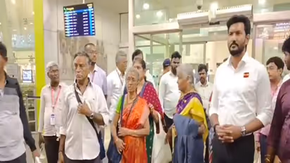 TN Minister D Sarathkumar receives five Nepal returned pilgrims (Photo/ANI)